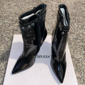 Black Patent Leather Booties